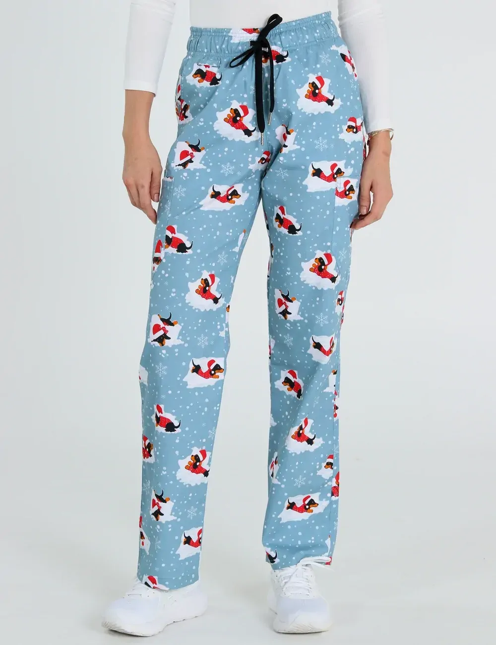 Dachshund Doggy Christmas Snuggles Women's Cargo Scrub Pants - XL
