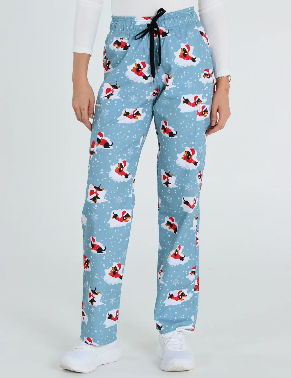 Dachshund Doggy Christmas Snuggles Women's Cargo Scrub Pants
