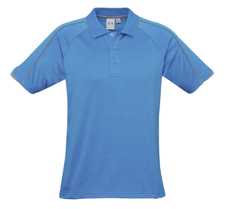 KnG Healthcare - Men's Blade Short Sleeve Polo (Cyan with Silver Trim)