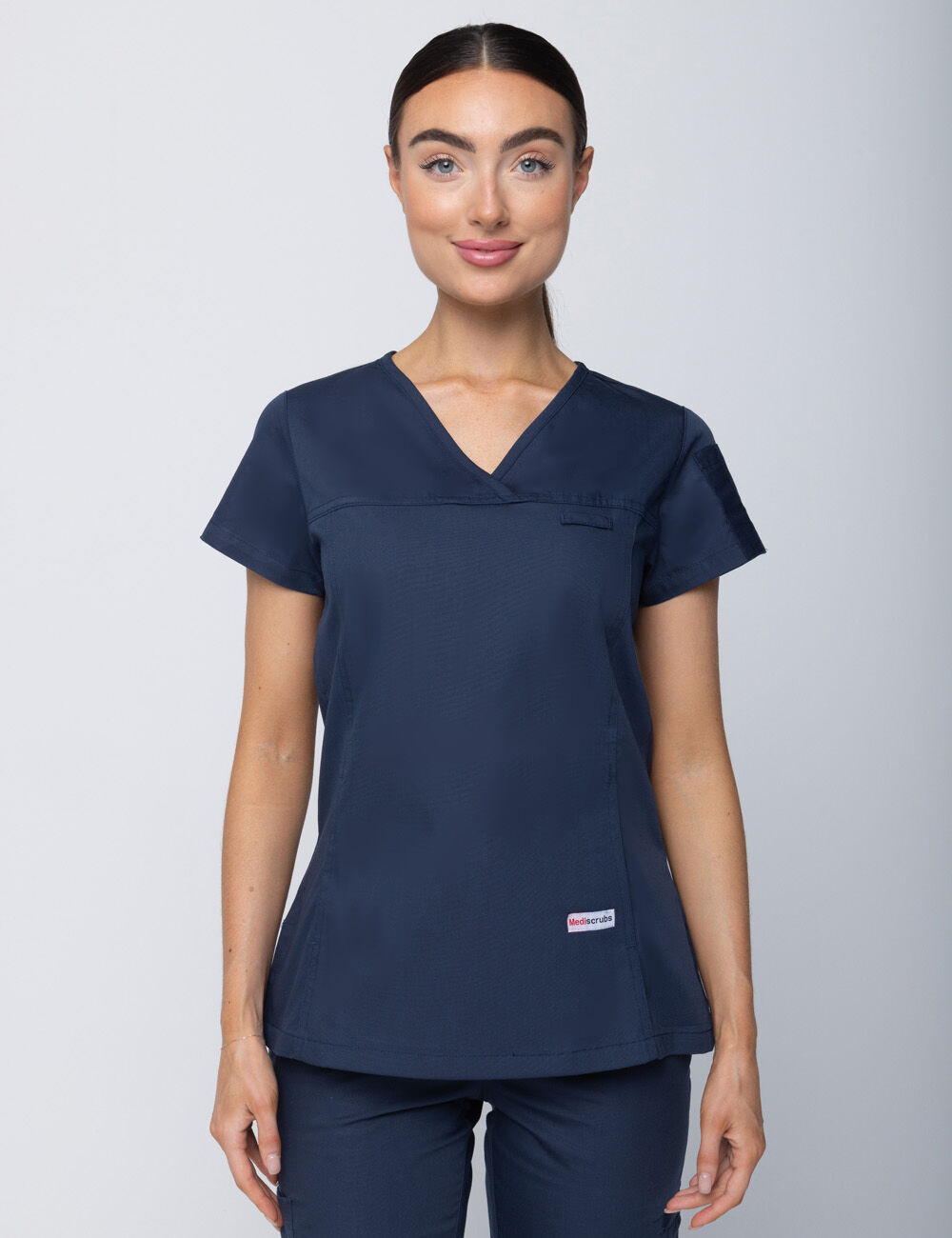 Women's Fit Solid Scrub Top - Navy - 3X Large