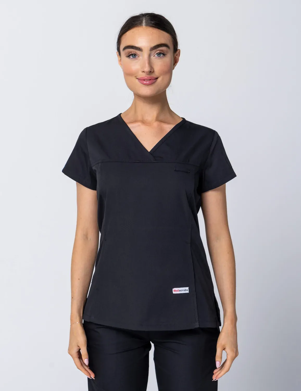 Women's Fit Solid Scrub Top - Black - XX Small