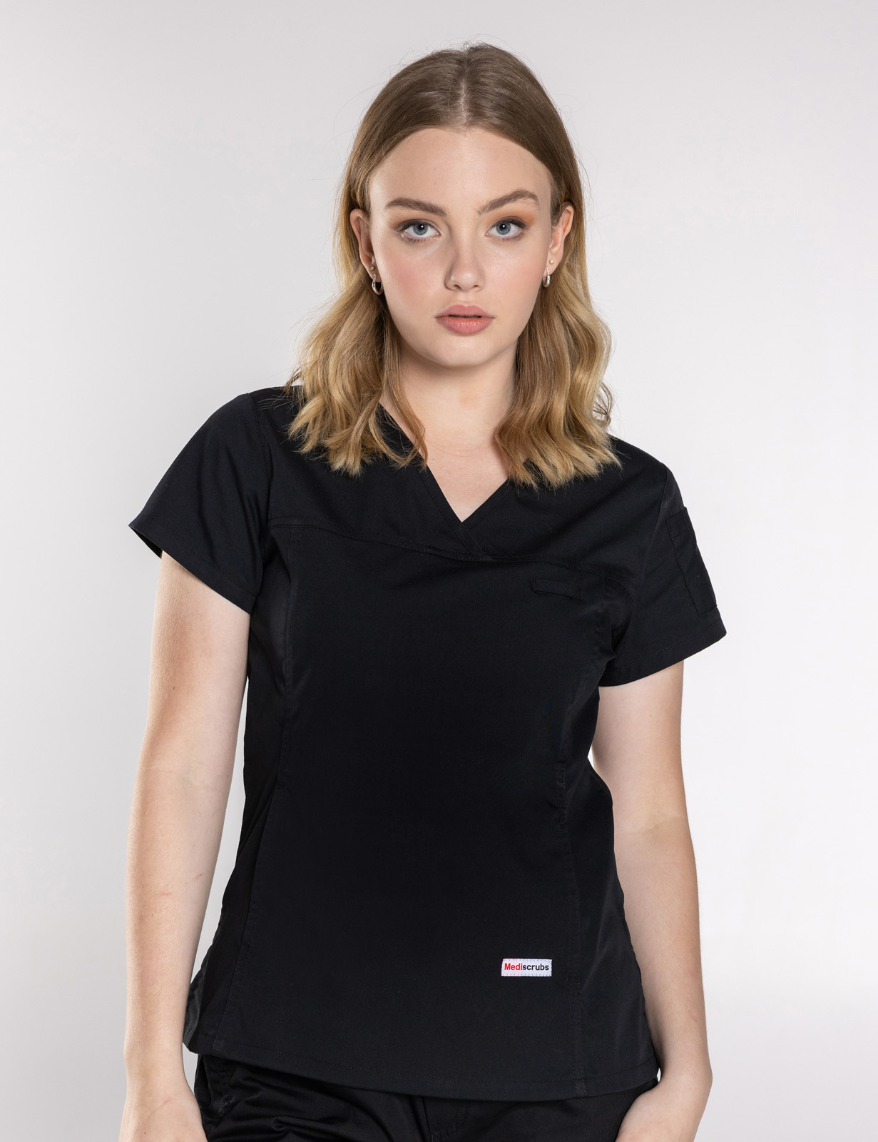 Women's Fit Solid Scrub Top - Black - 5X Large