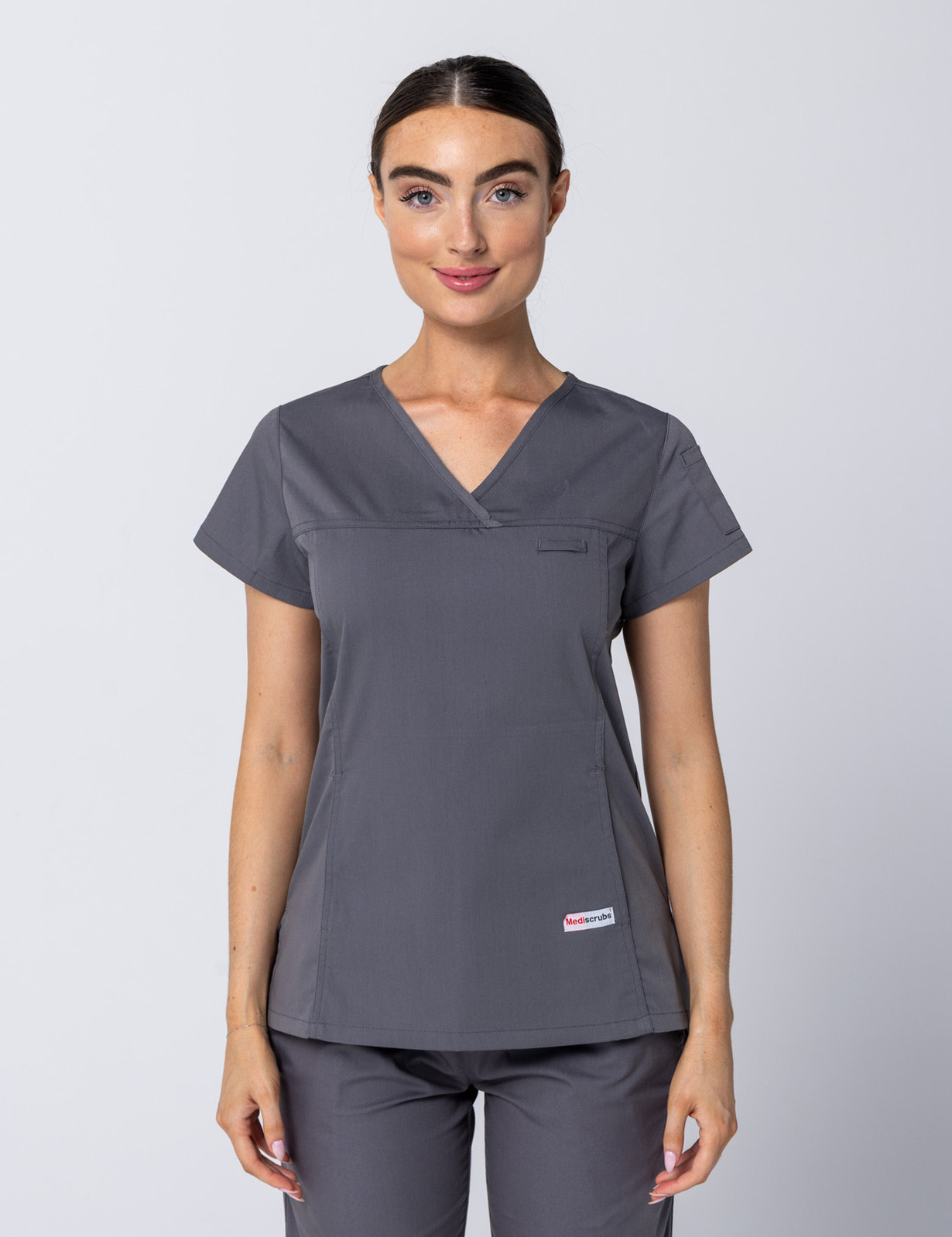 Women's Fit Solid Scrub Top - Steel Grey - 3X Large