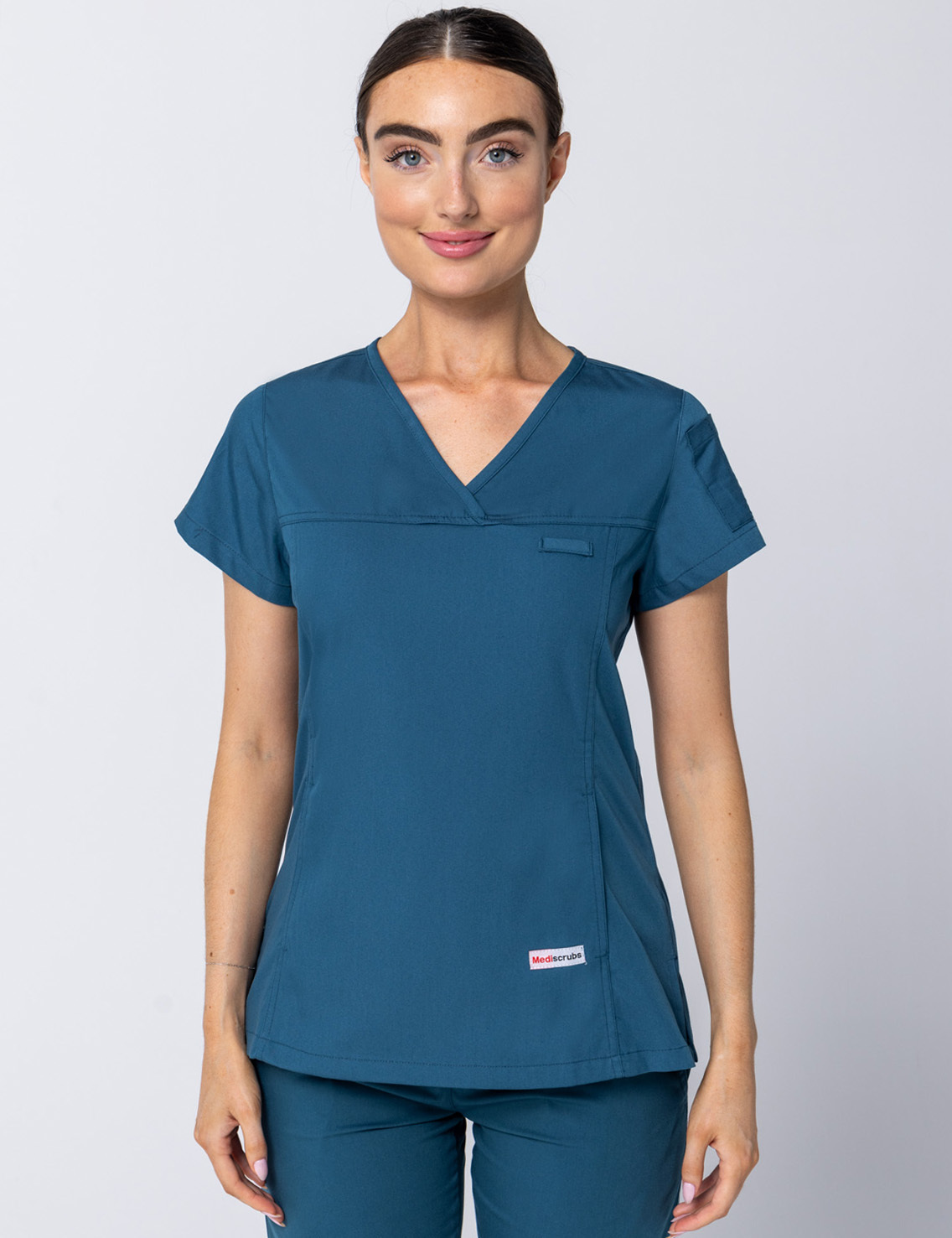 Women's Fit Solid Scrub Top - Caribbean - 2X Large