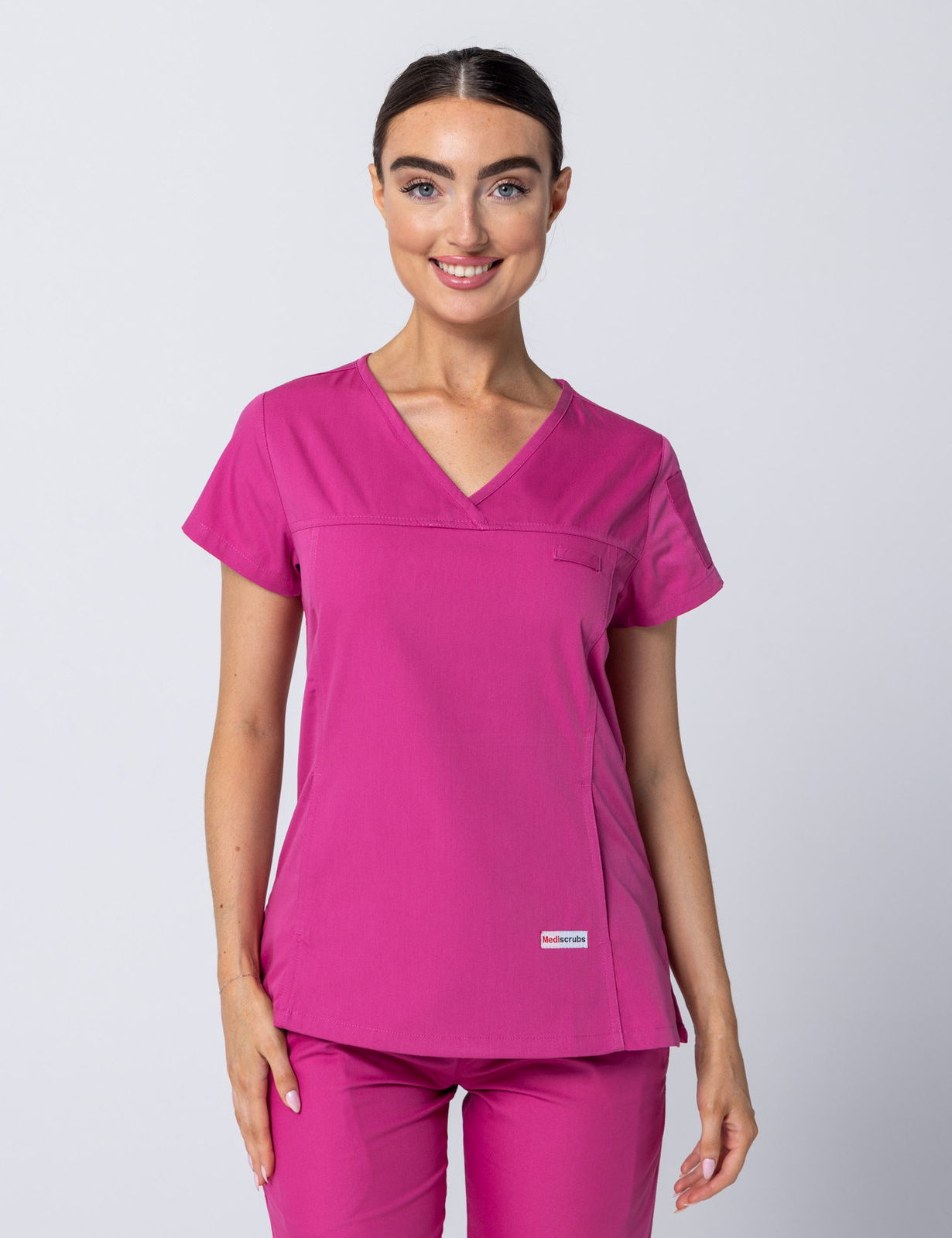 Women's Fit Solid Scrub Top - Pink - Small