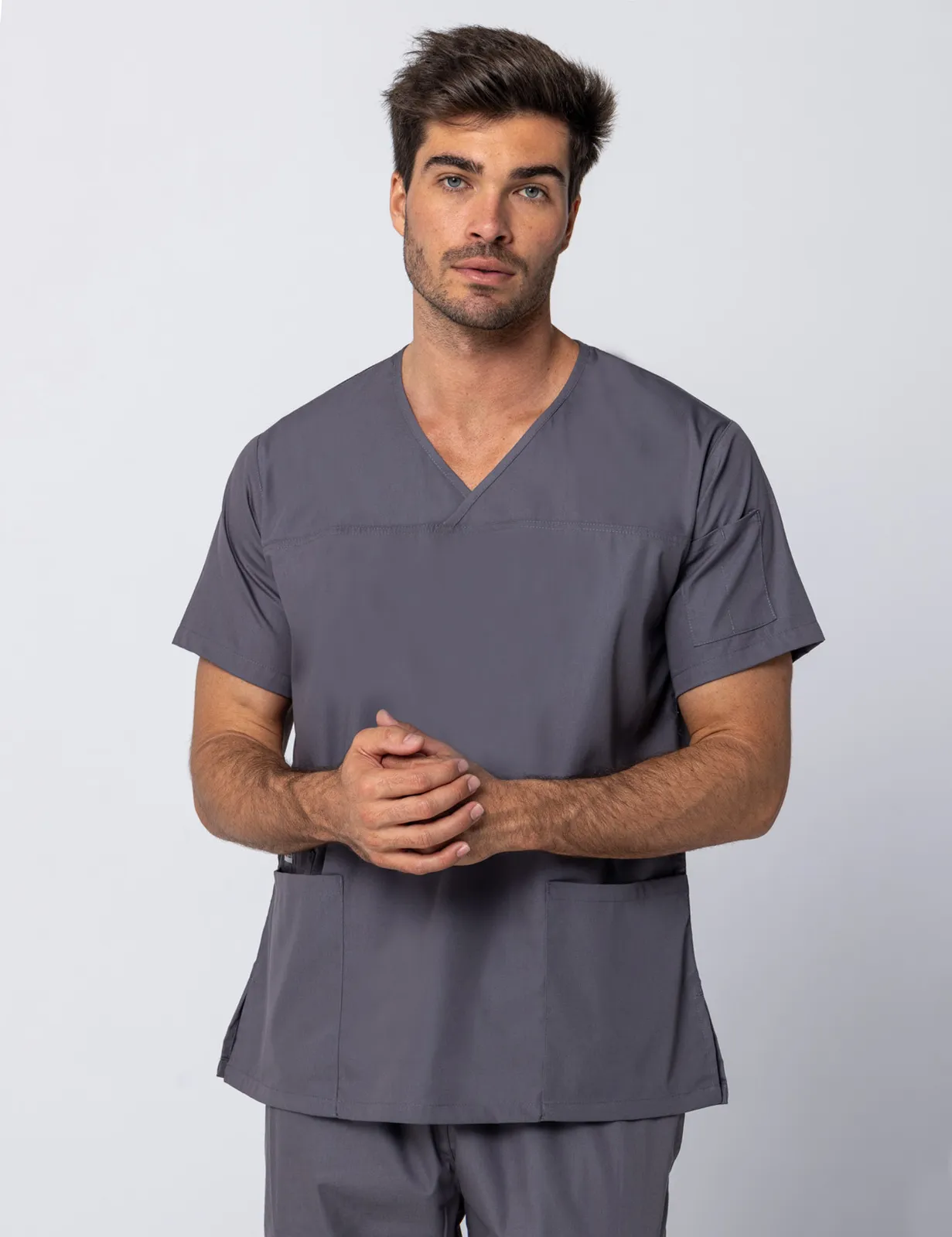 Men's Fit Solid Scrub Top - Steel Grey - 4X large