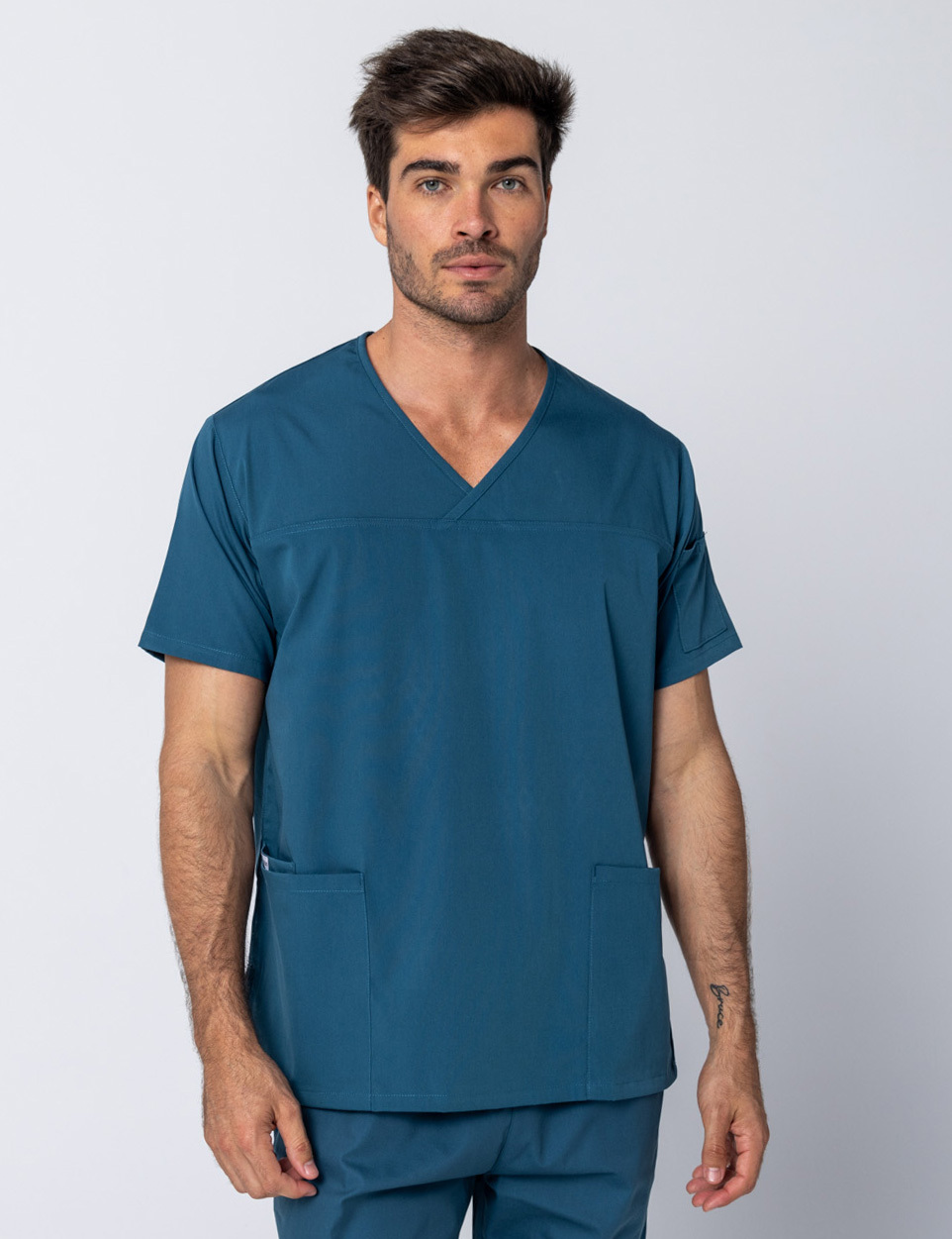 Men's Fit Solid Scrub Top - Caribbean - 4X large