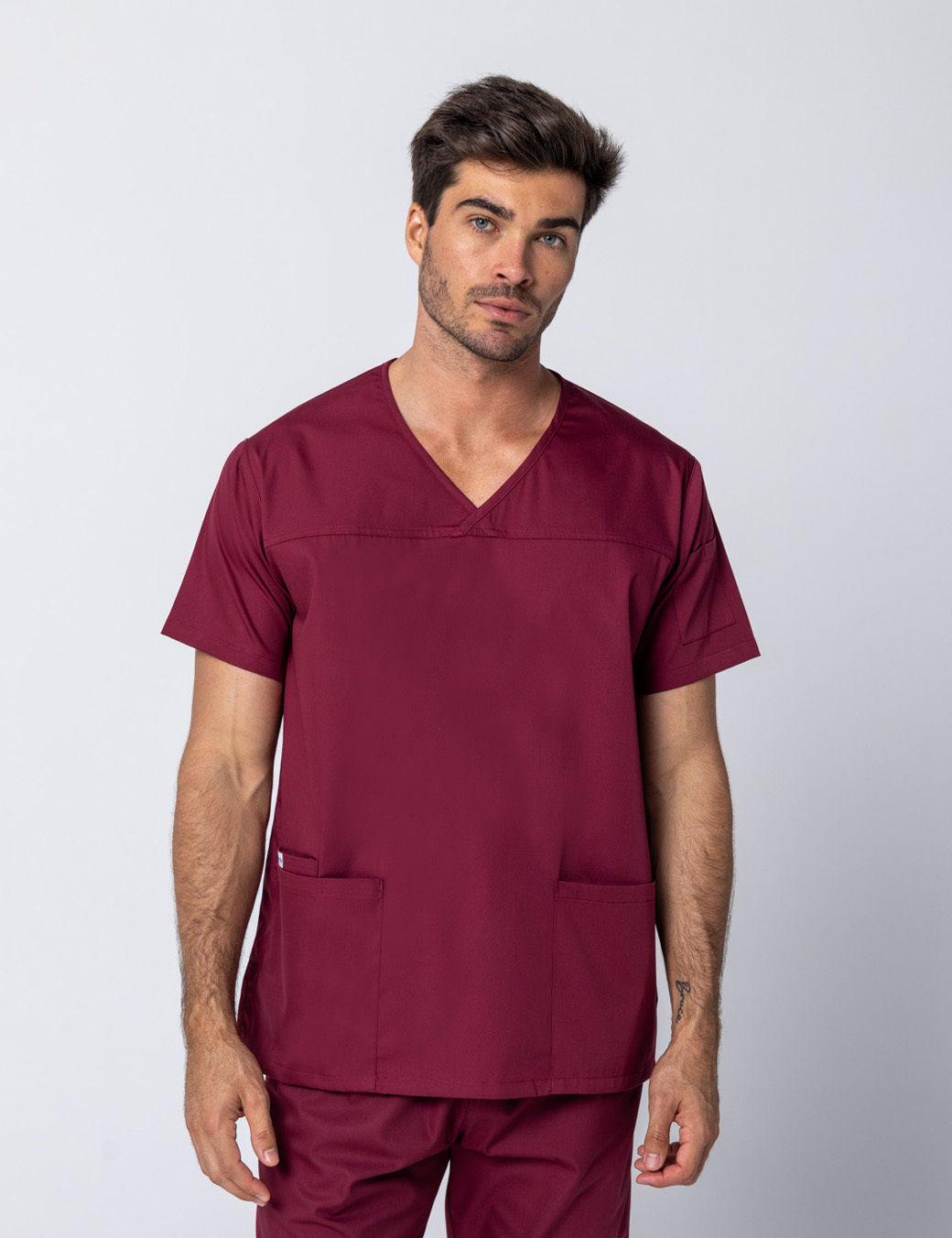 Men's Fit Solid Scrub Top - Burgundy - XX Small