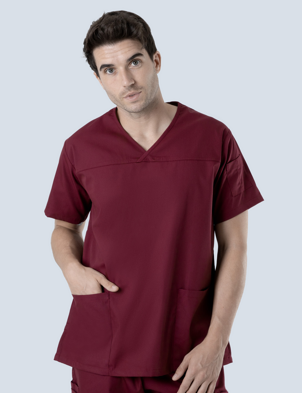 Men's Fit Solid Scrub Top - Burgundy - X Large