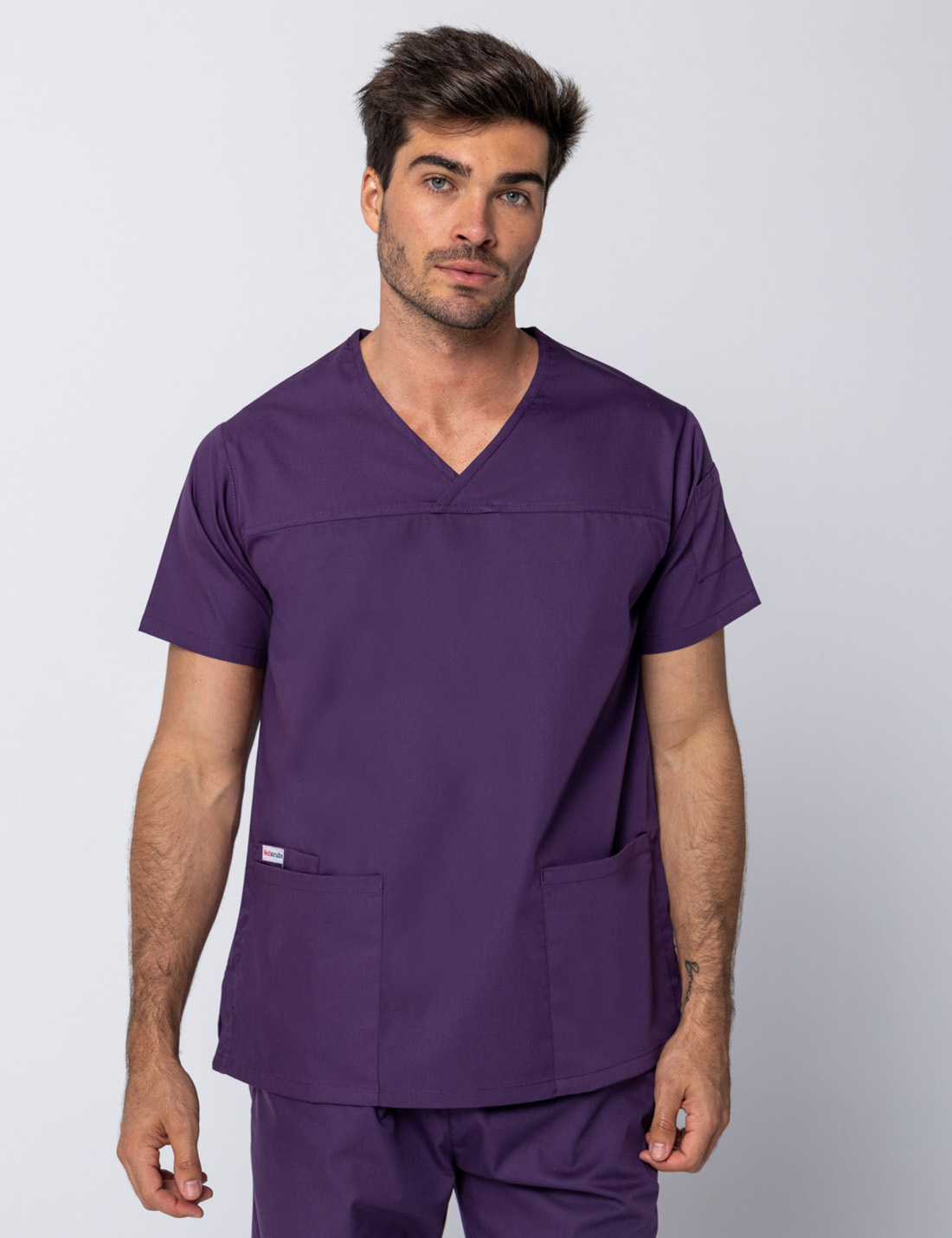 Men's Fit Solid Scrub Top - Aubergine - XX Small