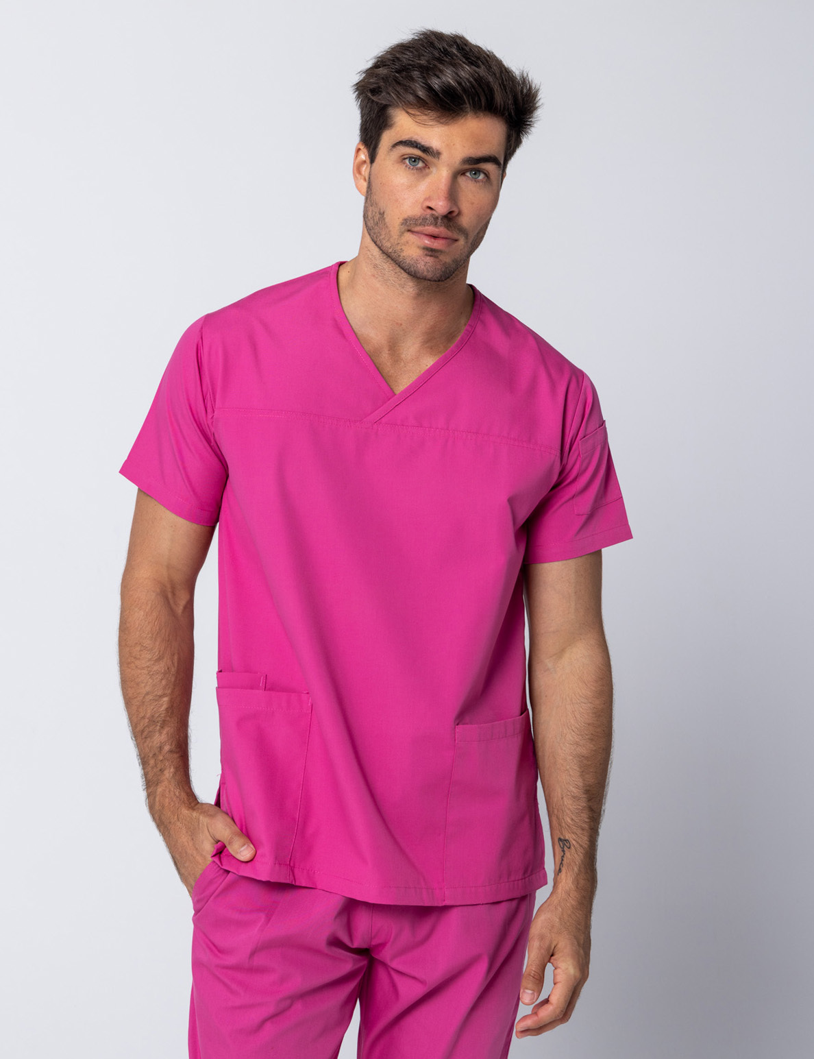 Men's Fit Solid Scrub Top - Pink - X Small