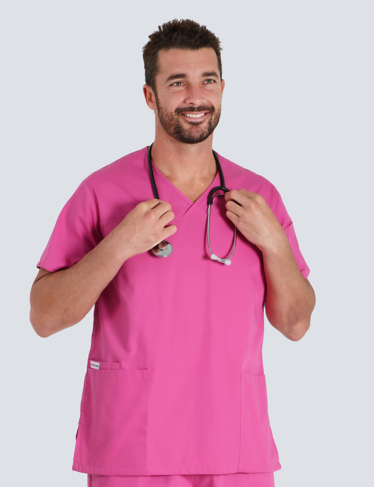 Men's Fit Solid Scrub Top - Pink - 3X Large
