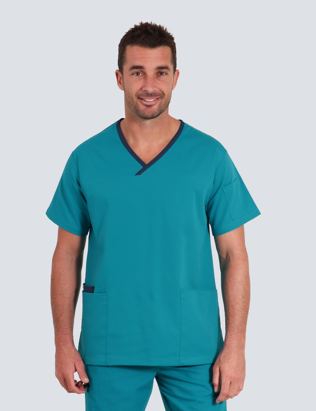 Men's Fit Scrub Top with Contrast Trim