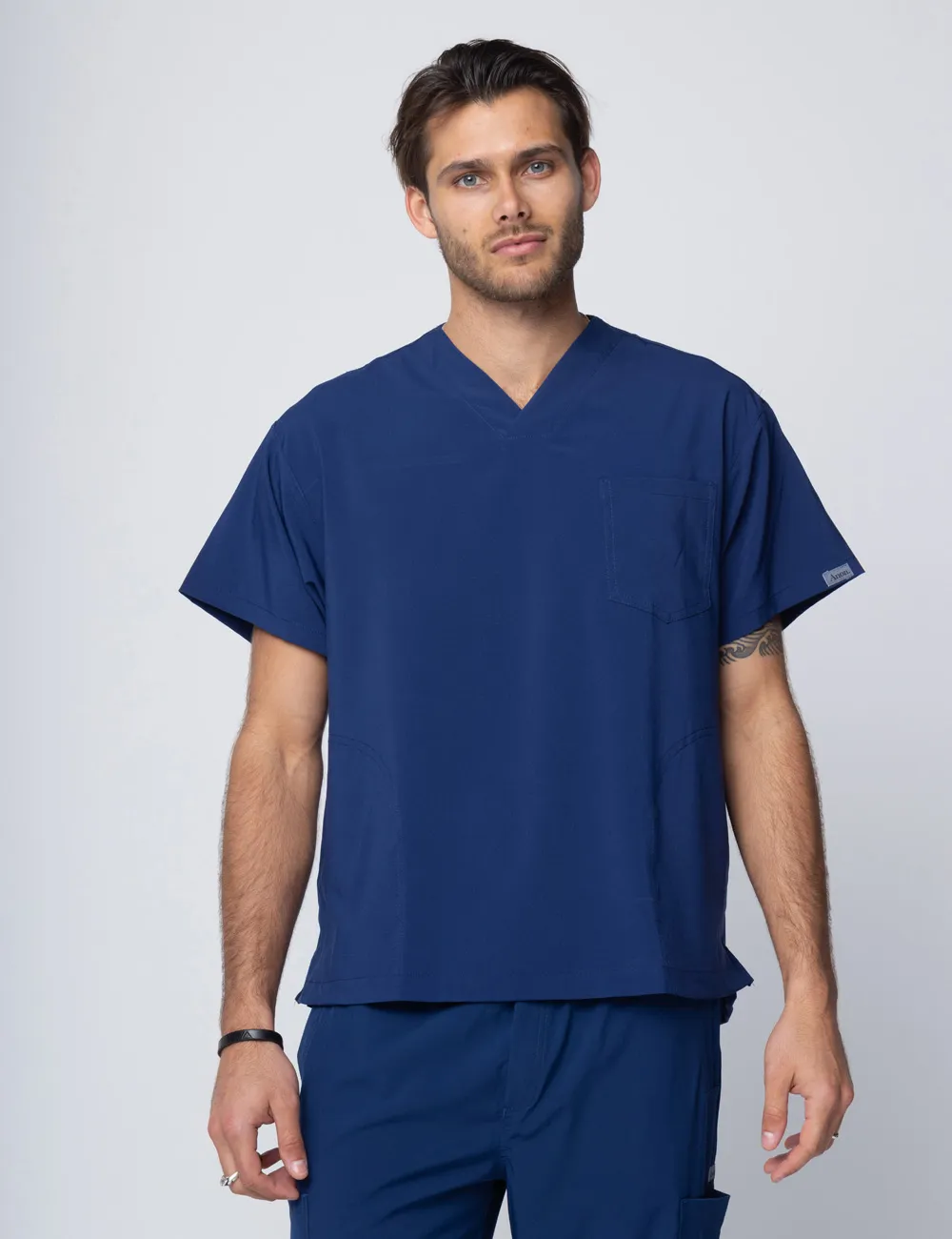 Anon Men's Scrub Top (Stealth Collection) Poly/Spandex - Midnight Blue