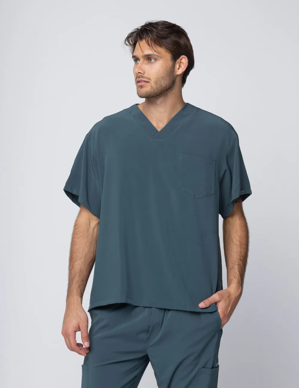 Anon Men's Scrub Top (Stealth Collection) Poly/Spandex - Forest Green