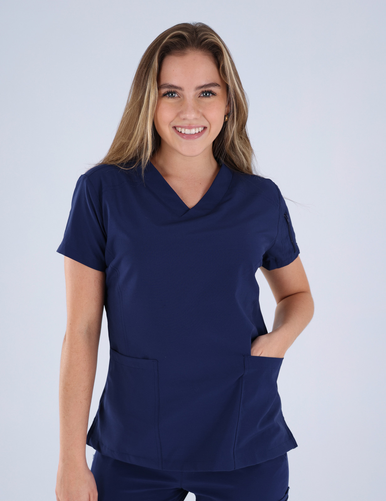 Anon Women's Scrub Top (Whisper Collection) Poly/Spandex - Midnight Blue