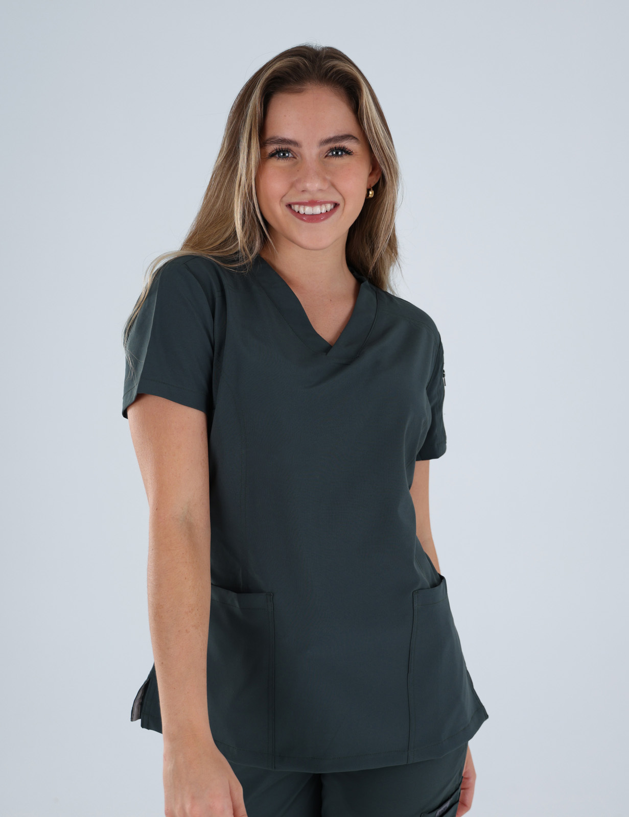 Anon Women's Scrub Top (Whisper Collection) Poly/Spandex - Forest Green