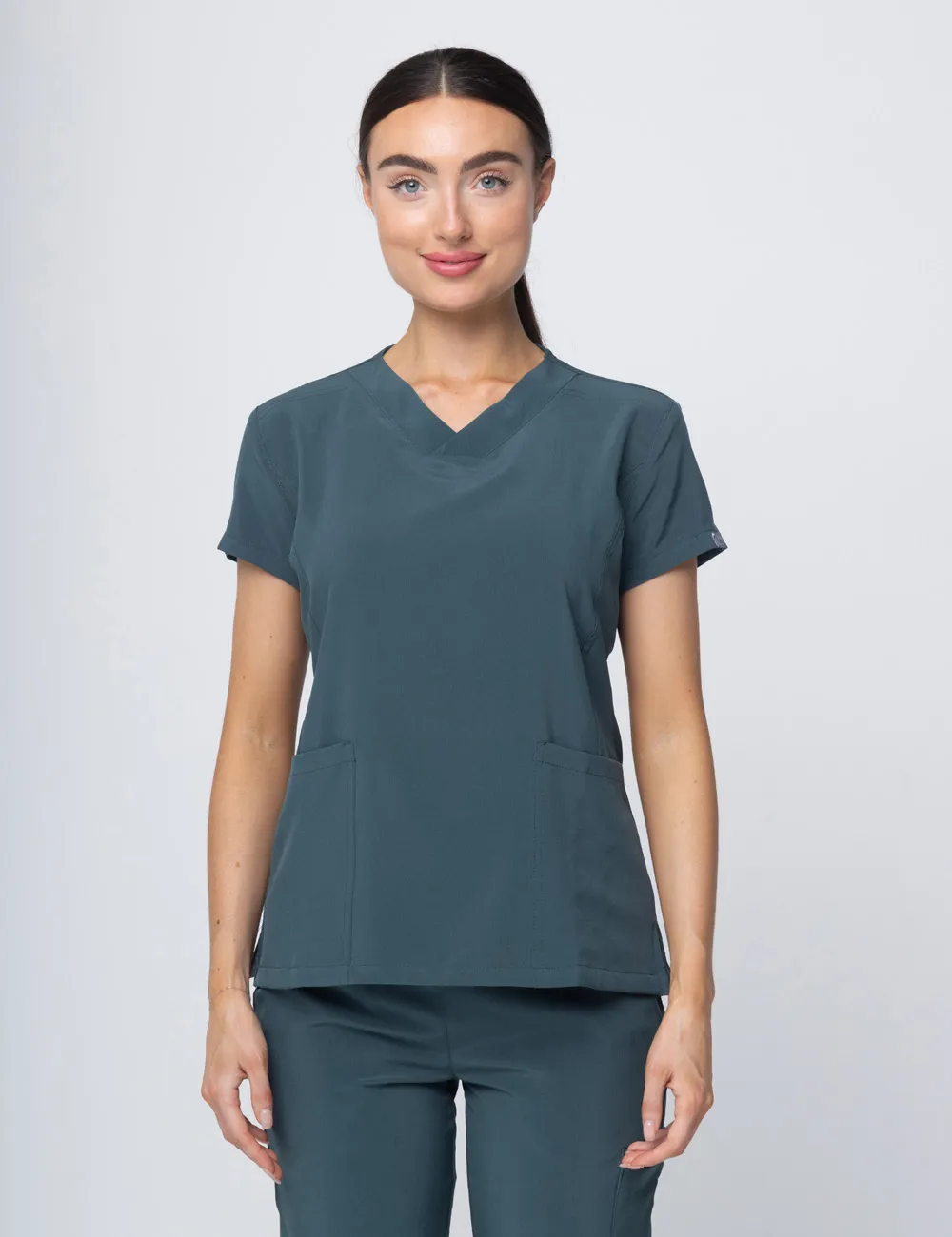 Anon Women's Scrub Top (Whisper Collection) Poly/Spandex - Forest Green