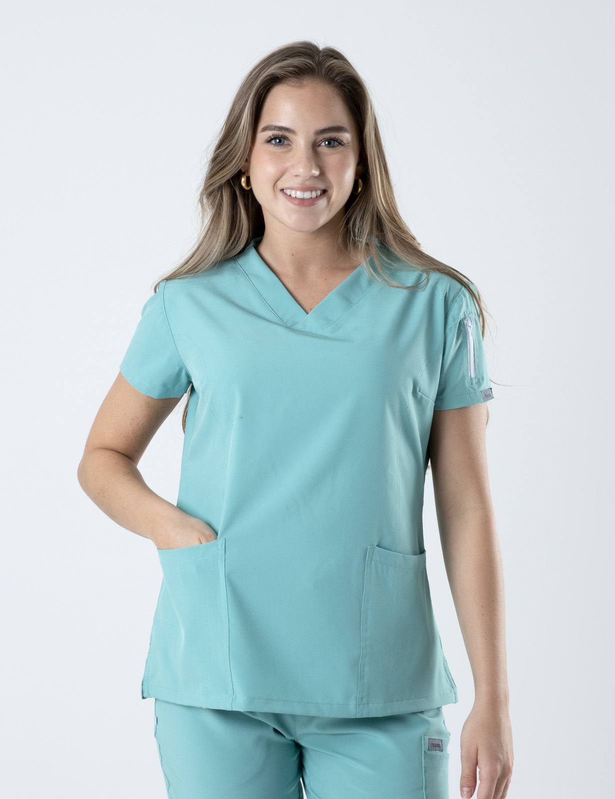 Anon Women's Scrub Top (Whisper Collection) Poly/Spandex - Cool Mint - XX Small